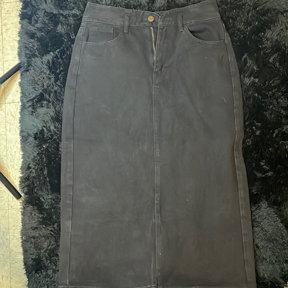 Black denim skirt
